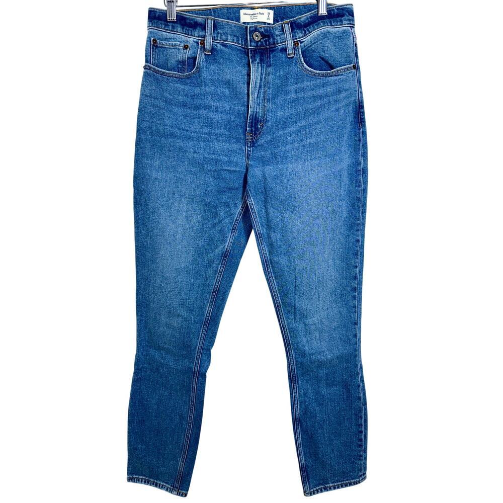 Abercrombie & Fitch The Skinny High Rise Blue Denim Jeans Womens Size 28 6 Long